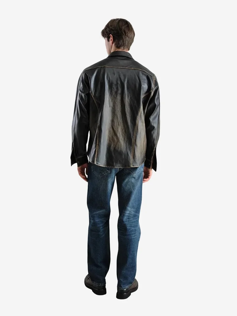 جيستو GIESTO Regular Fit Faux Leather Shirt